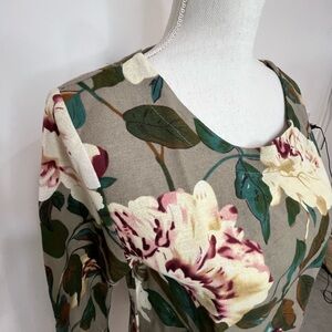 EUC Cellabie Floral Dress with Cuffed Button Sleeves size M